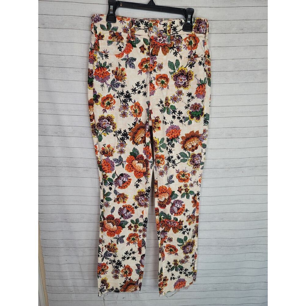 Anthropologie Pilcro High Rise Cigarette Straight Jeans in Floral Print, sz 26
